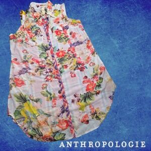 CYRENA Anthropologie Tank Shirt Dress Tunic Viscose Blend Floral Plaid Multi L